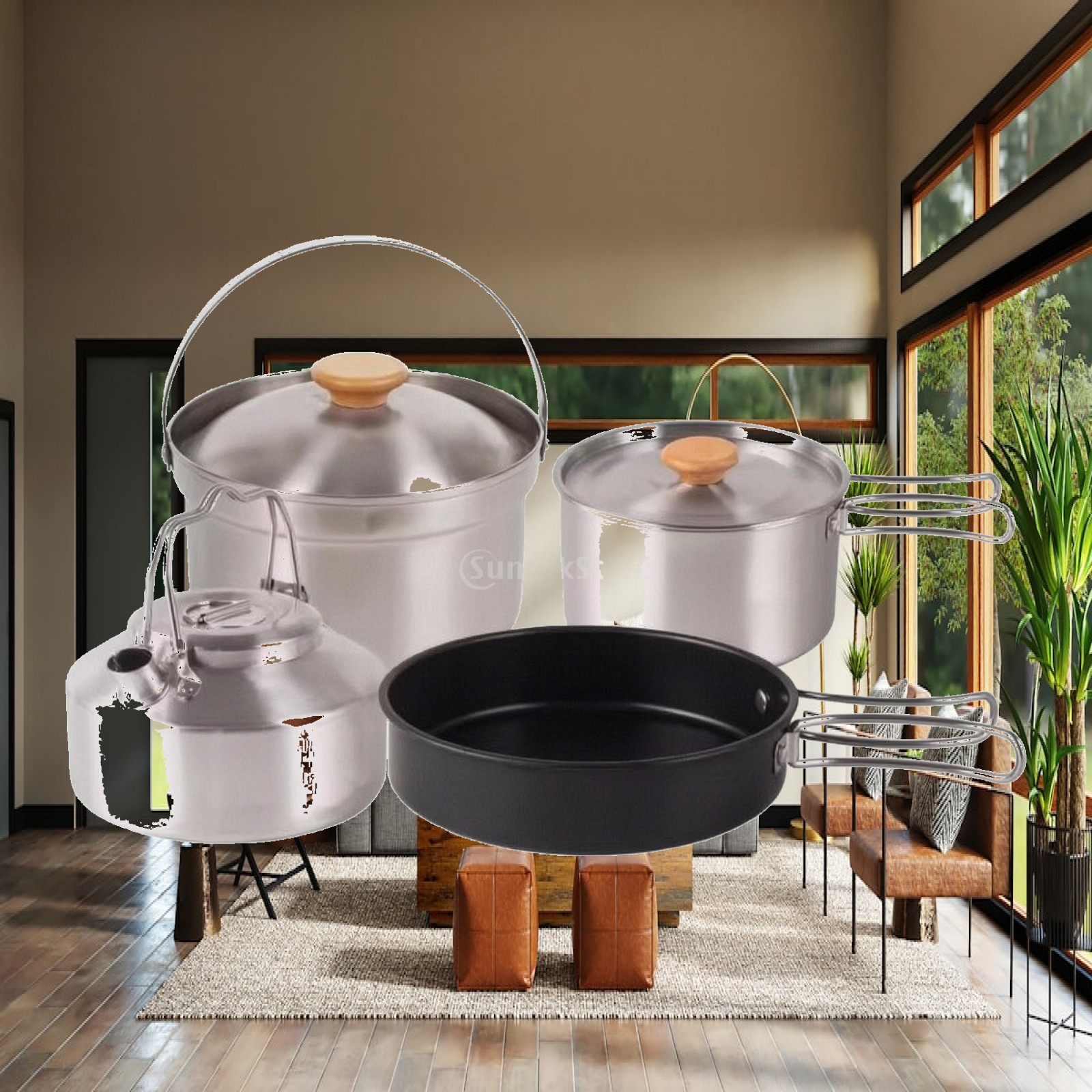Camping Cooking Mess Kit - 4 Pieces Stainless Steel Camp Cooking