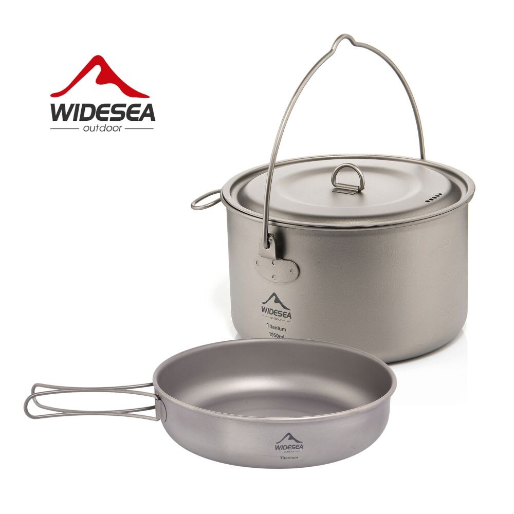 Camping Cooking Pots And Pans Set - Widesea Camping Tableware Titanium Cookware Set