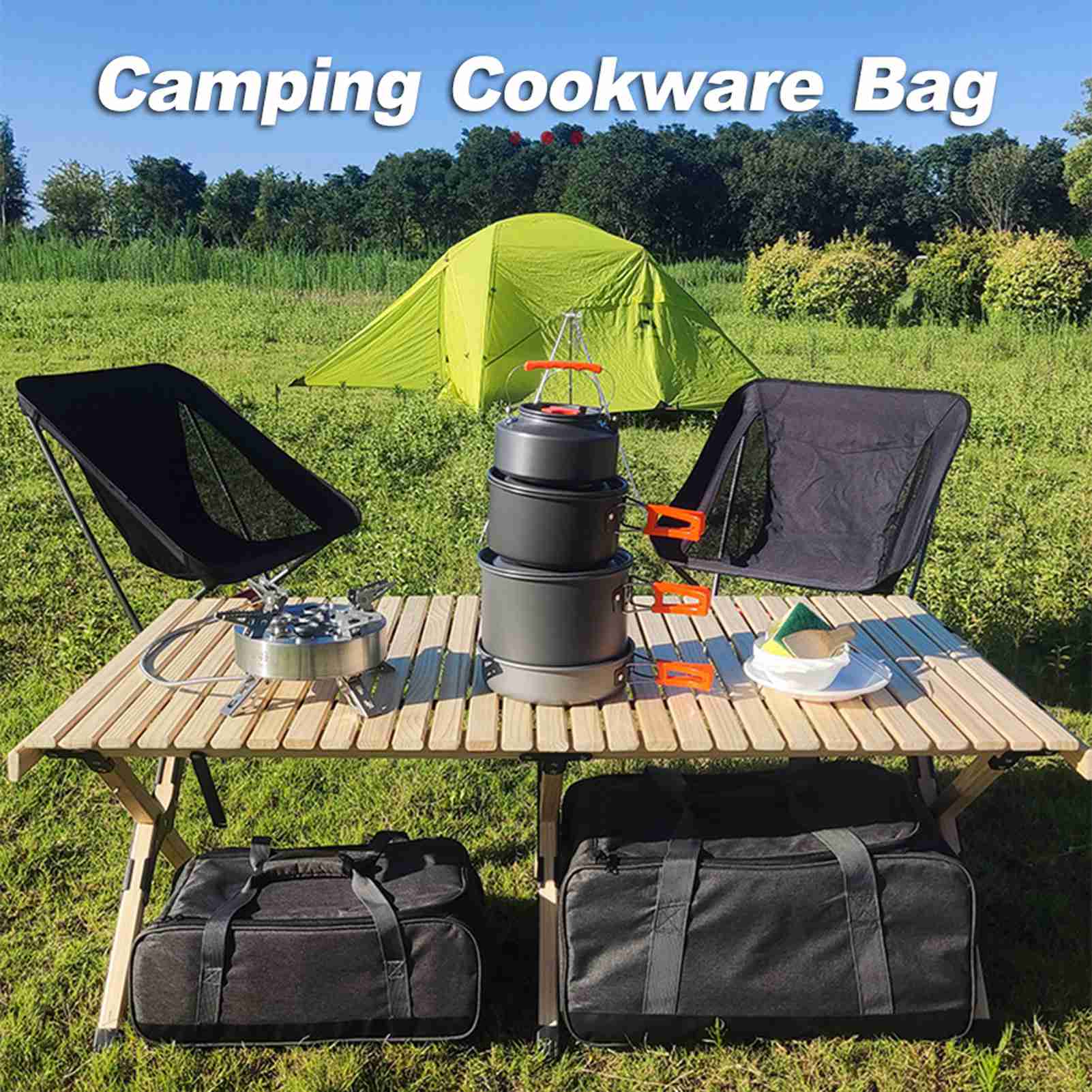 Camping Cooking On Fire - Cooking Tote Bag Camping Cookware Bag