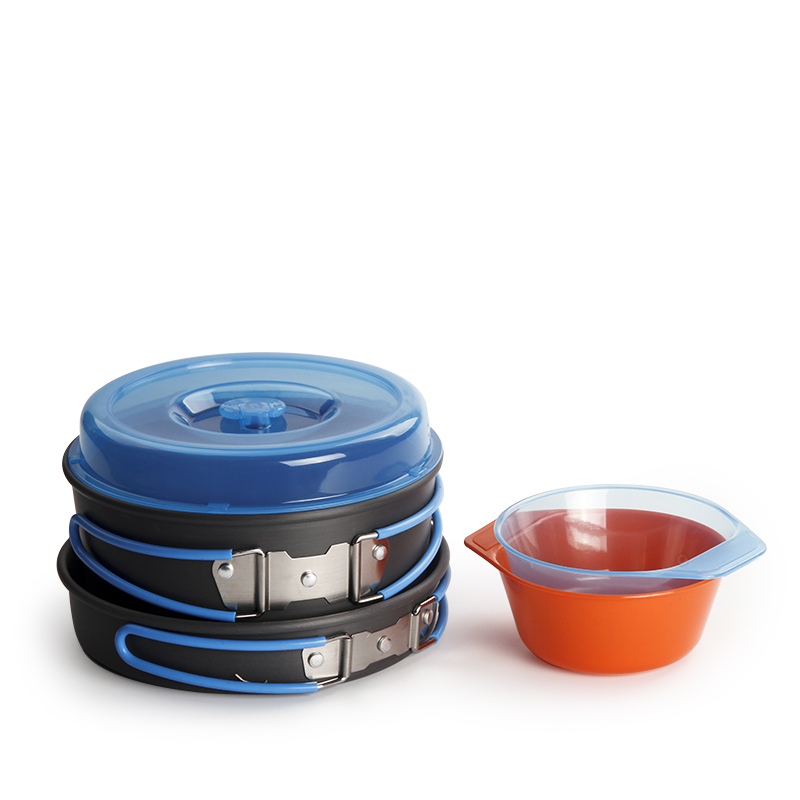 Camping Cooking Pots And Pans Set - Camping Cookware Backpacking Pot Pan Bowls
