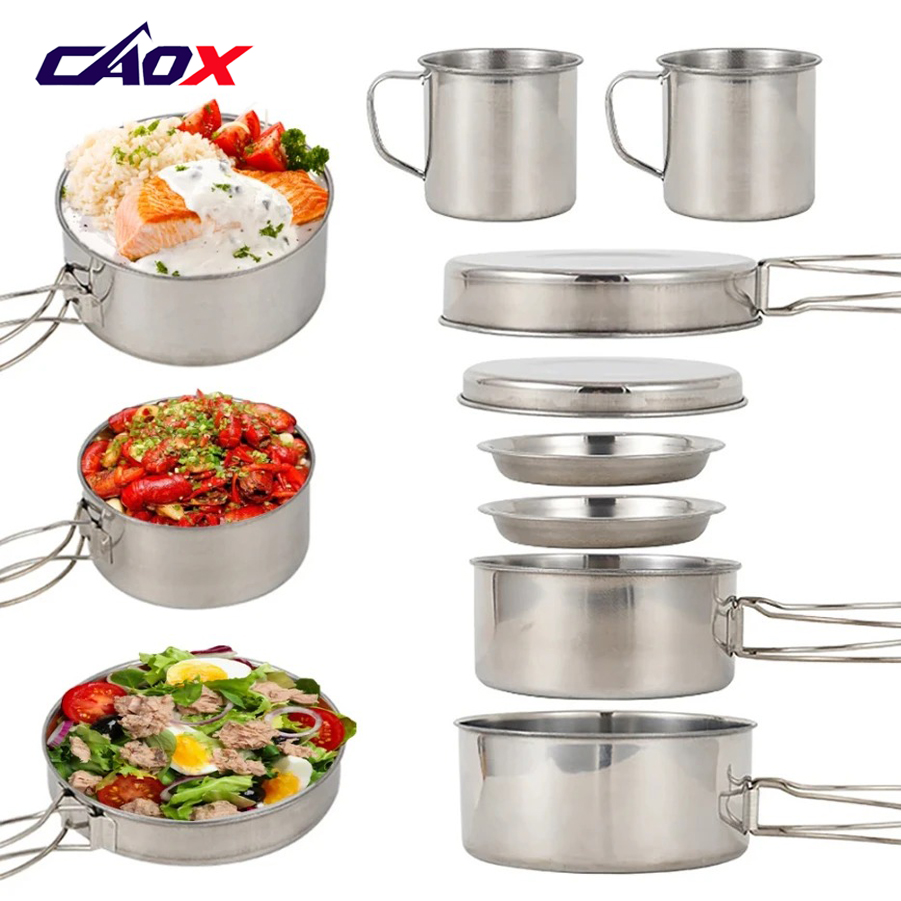 CAOX 8pcs/Set Camping Cookware - Camping Cooking Mess Kit ulasan dan harga