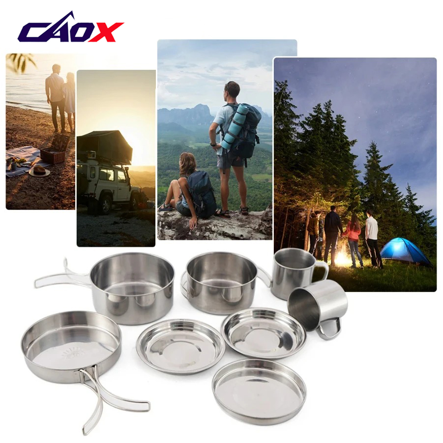 CAOX 8pcs/Set Camping Cookware - Camping Cooking Mess Kit ulasan dan harga