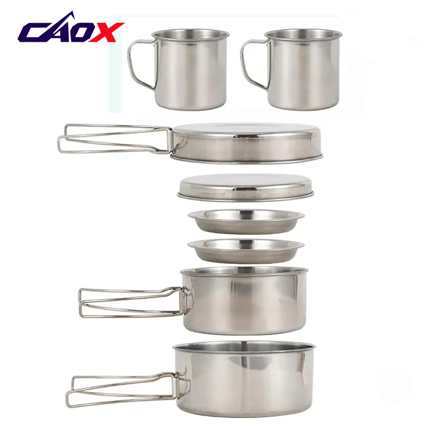 CAOX 8pcs/Set Camping Cookware - Camping Cooking Mess Kit ulasan dan harga