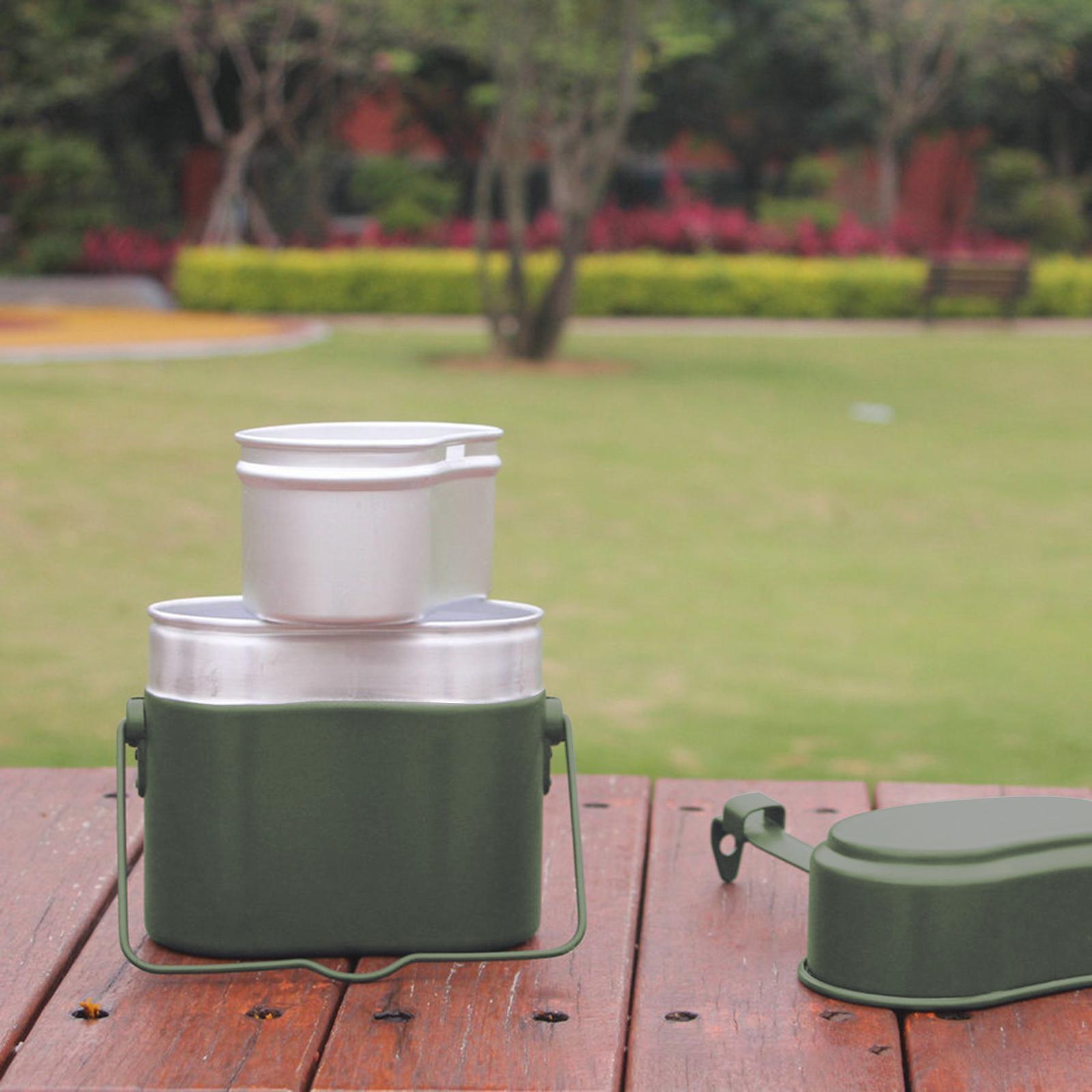 3Pcs/Set Lunch Box Aluminum Po - Camping Cooking Mess Kit ulasan dan harga