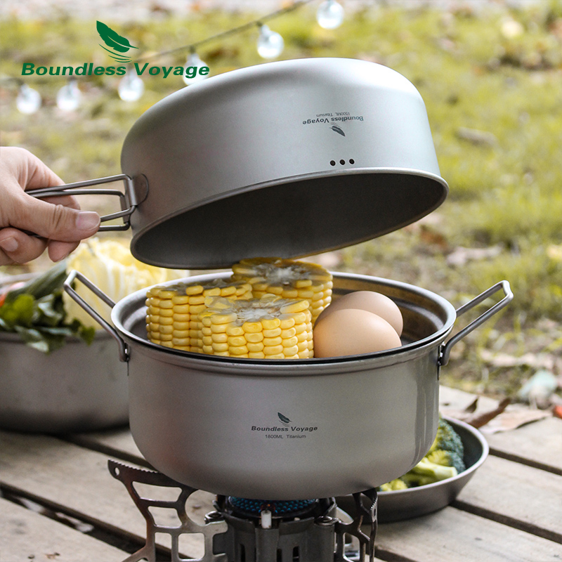 Boundless Voyage Titanium Stea - Camping Cooking Pots And Pans Set ulasan dan harga