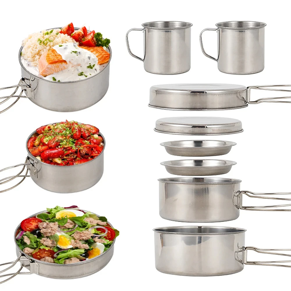 8pcs/Set Camping Cookware Mess - Camping Cooking Pots And Pans Set ulasan dan harga