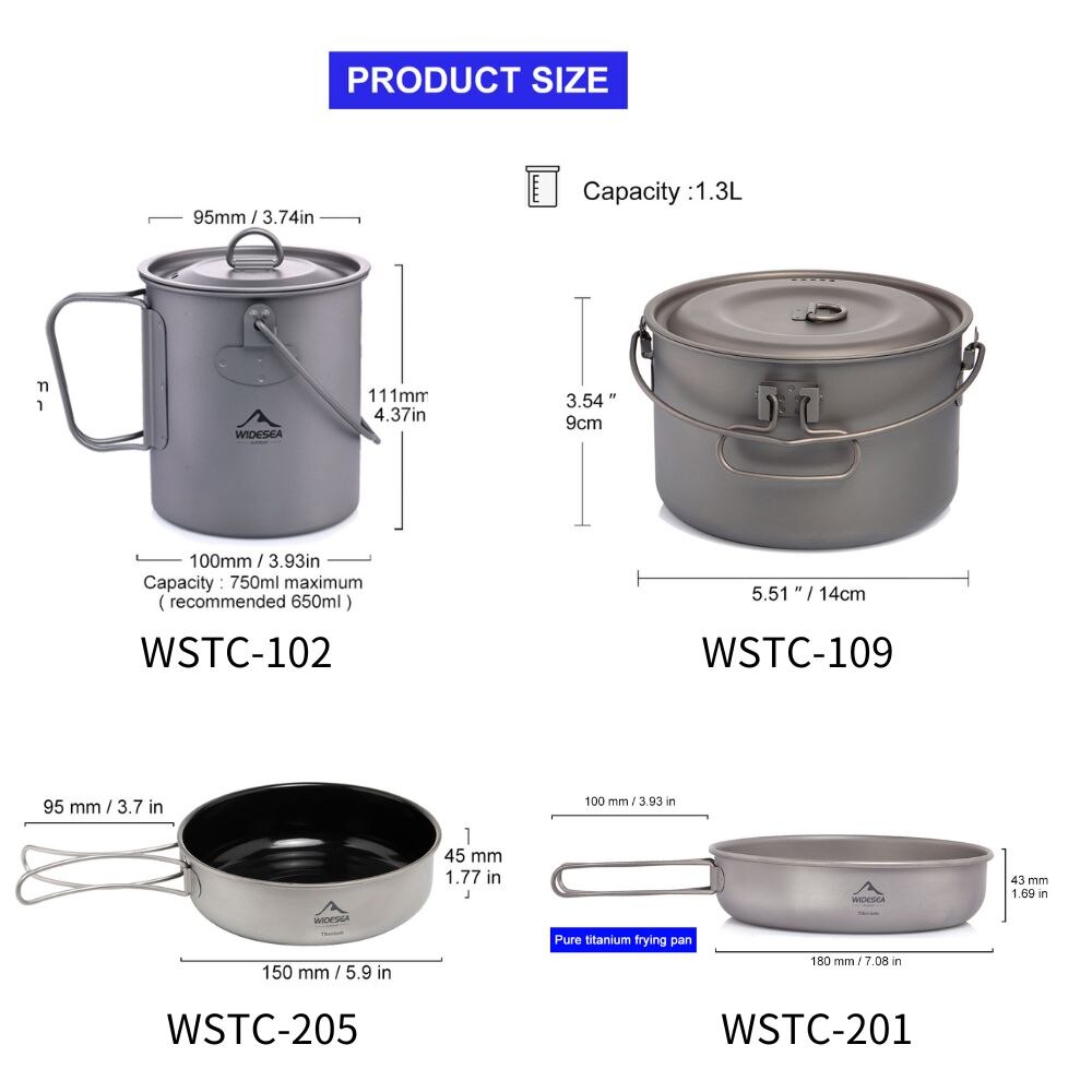 Widesea Camping Tableware Tita - Camping Cooking Pots And Pans Set ulasan dan harga