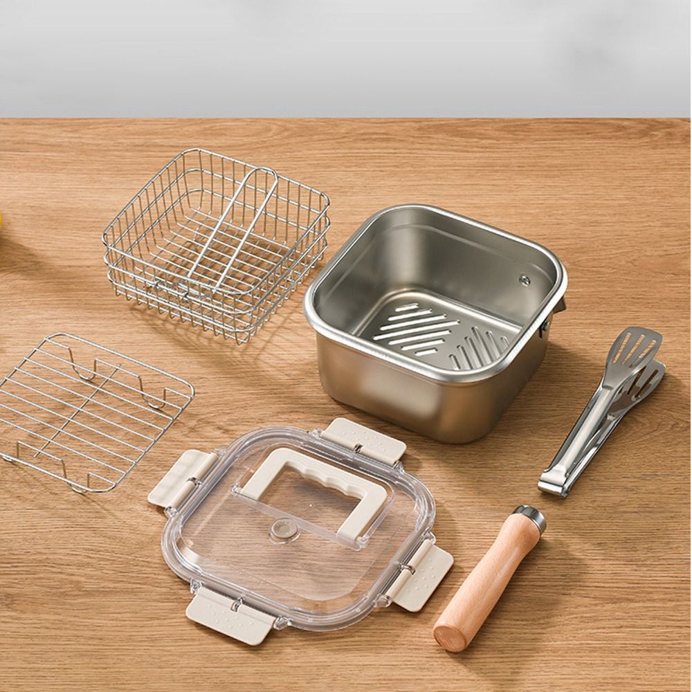 Portable Stainless Steel Fryin - Camping Cooking Pots And Pans Set ulasan dan harga