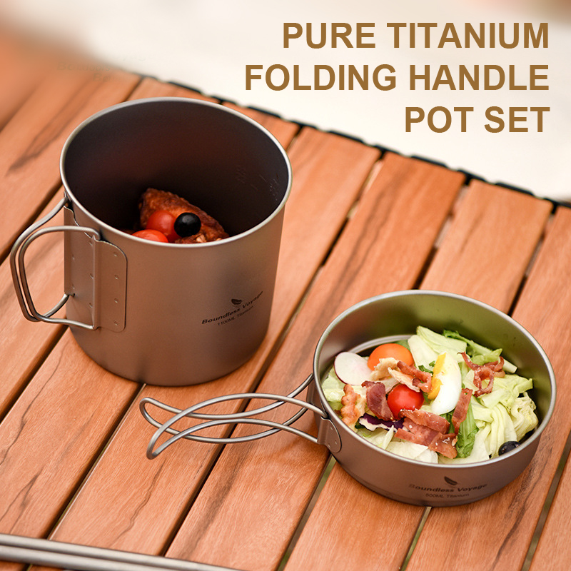 Pure Titanium Folding Handle P - Camping Cooking Pots And Pans Set ulasan dan harga