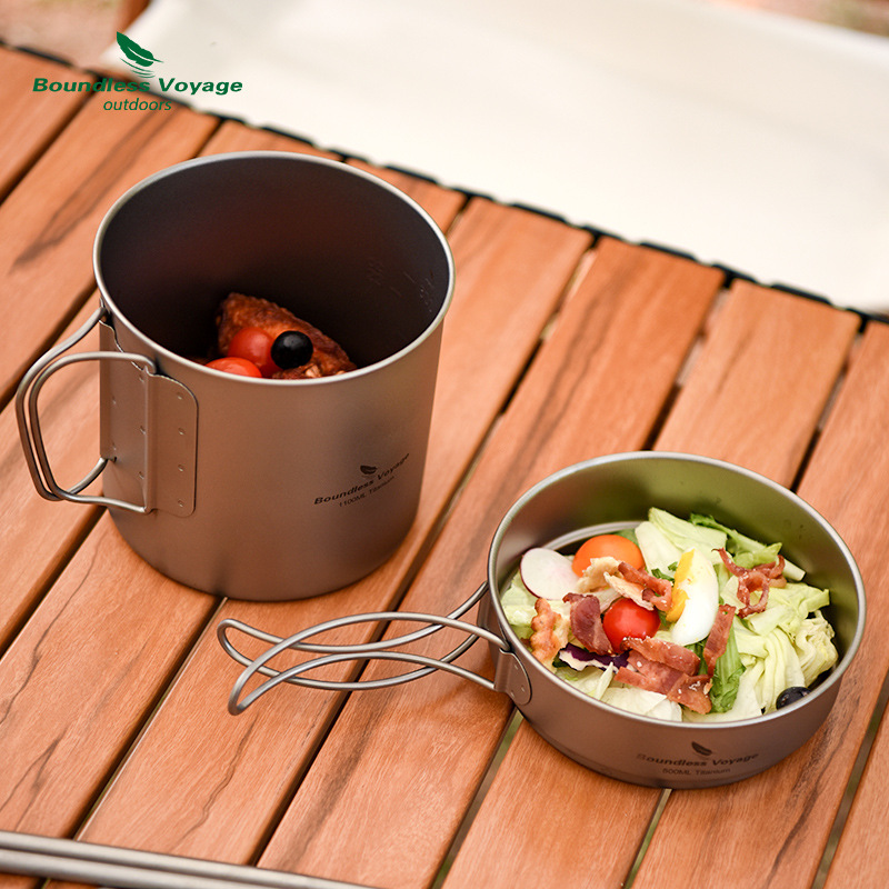 Pure Titanium Folding Handle P - Camping Cooking Pots And Pans Set ulasan dan harga
