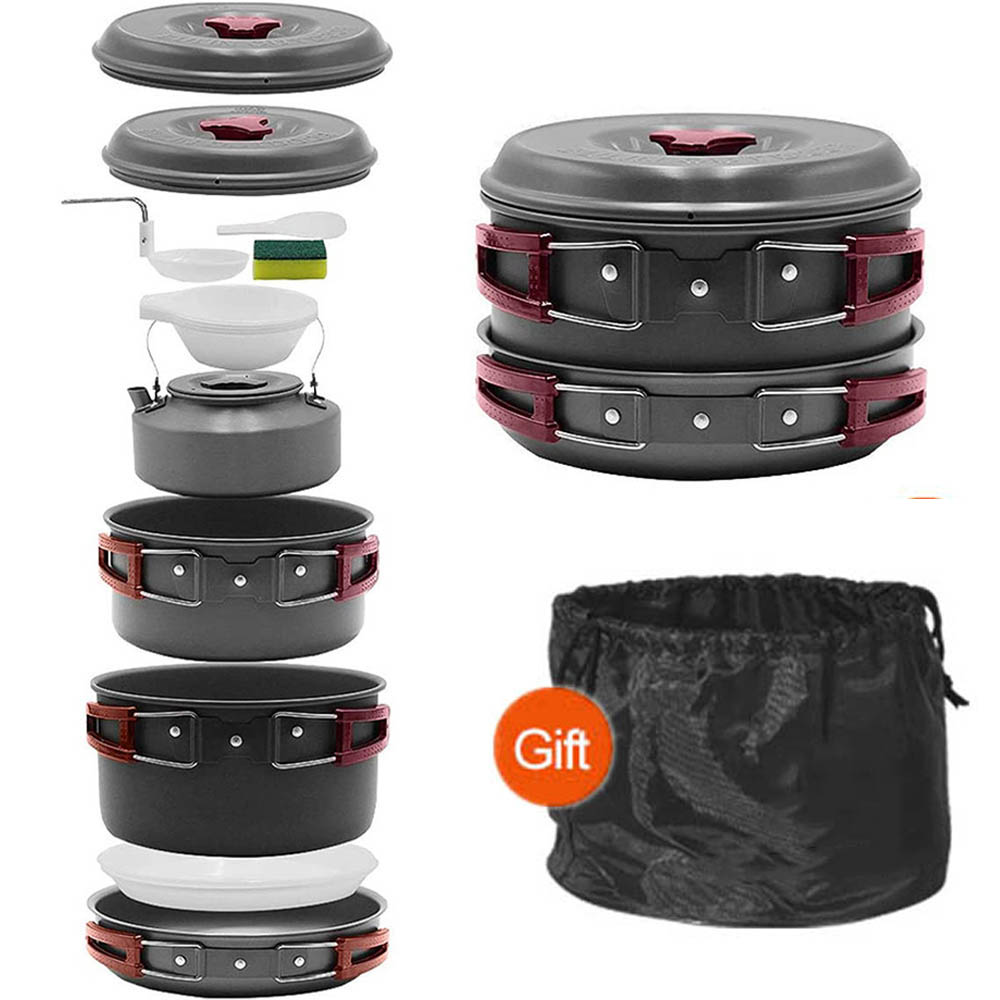 Outdoor cooking 3-4 person pic - Camping Cooking Pots And Pans Set ulasan dan harga