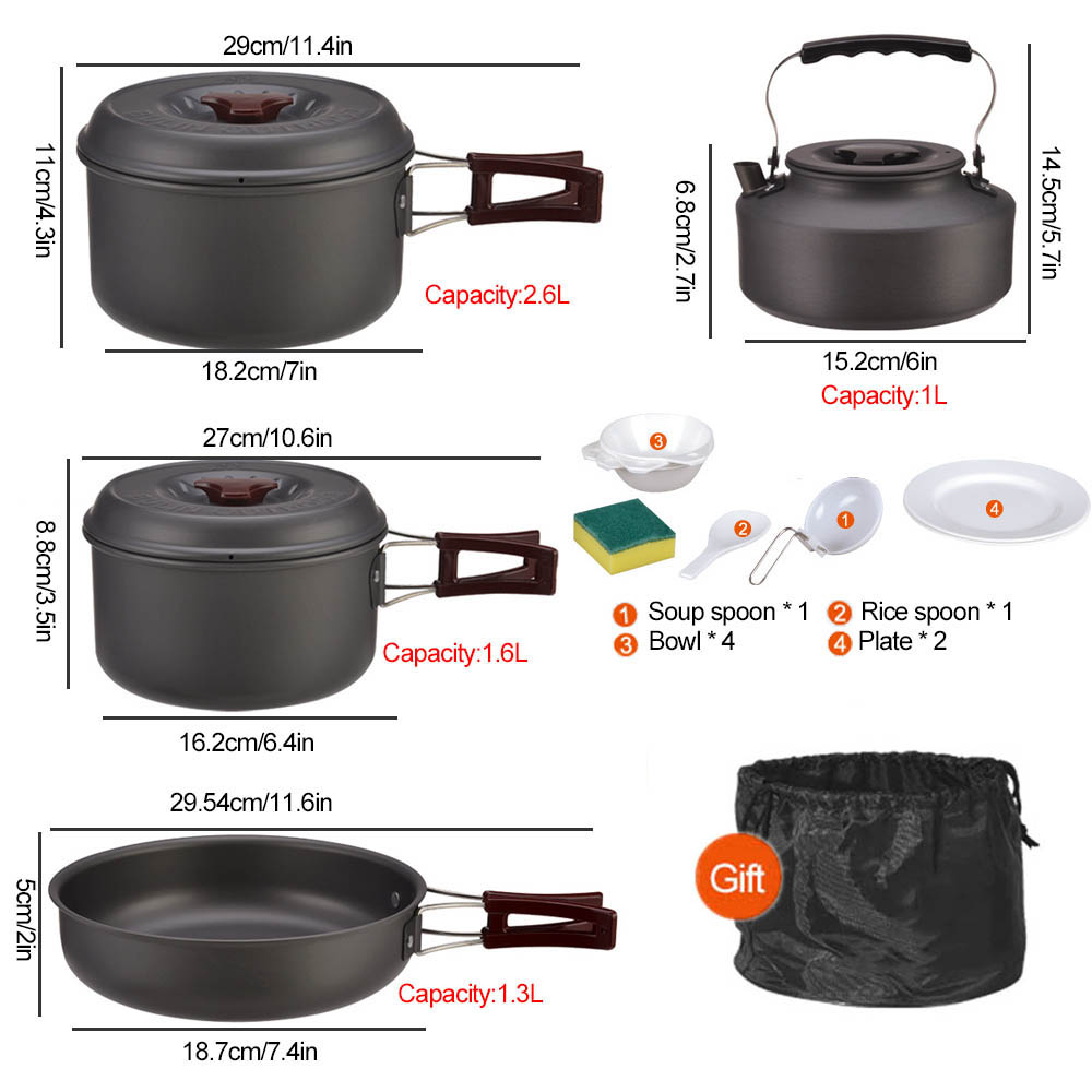 Outdoor cooking 3-4 person pic - Camping Cooking Pots And Pans Set ulasan dan harga