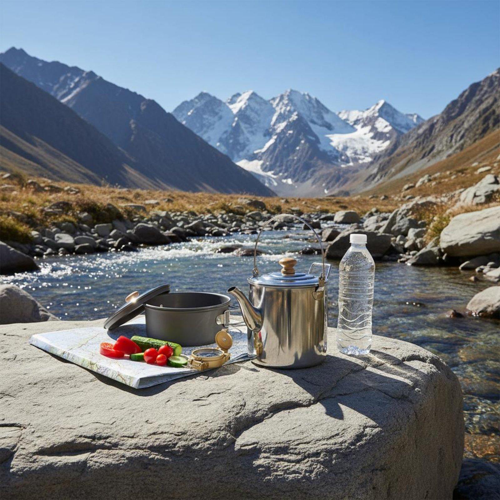 Portable Stainless Steel Outdo - Camping Cooking Pots And Pans Set ulasan dan harga