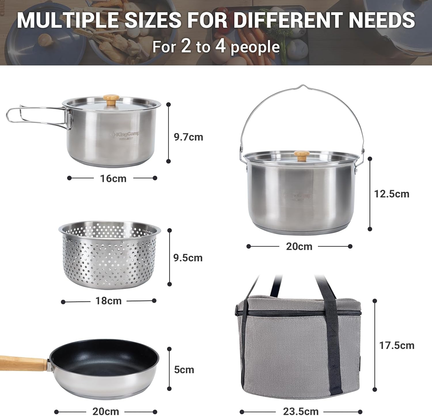 304 Stainless Steel Camping Co - Camping Cooking Pots And Pans Set ulasan dan harga