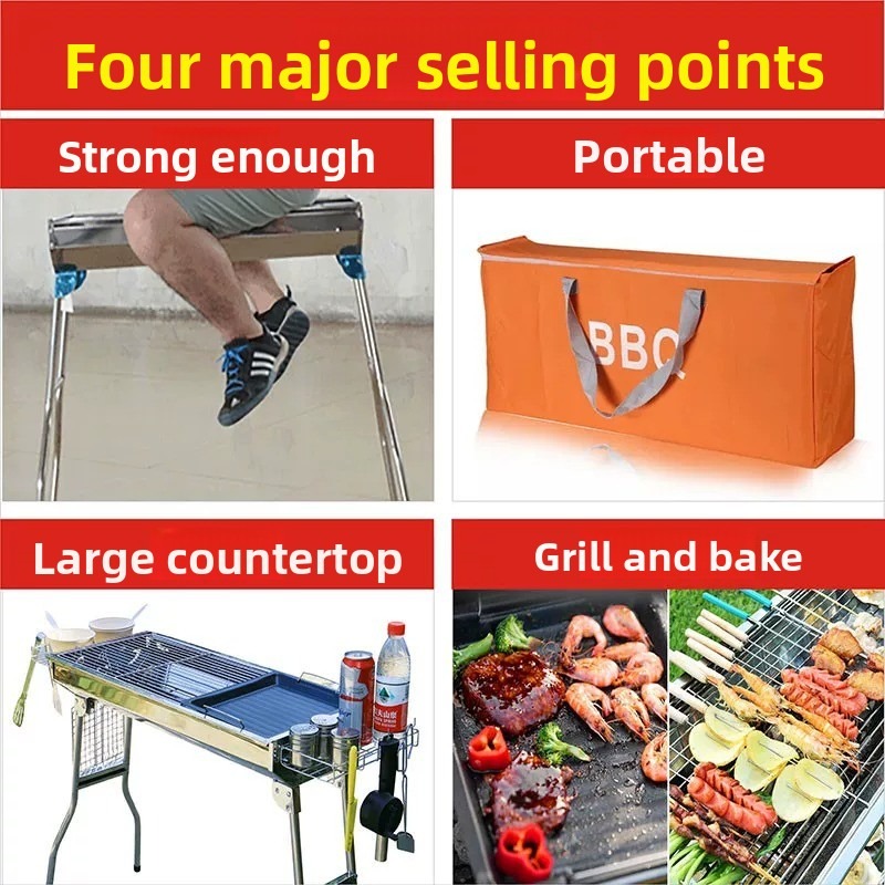 Large Folding Charcoal Barbecu - Camp Grill Portable Folding ulasan dan harga