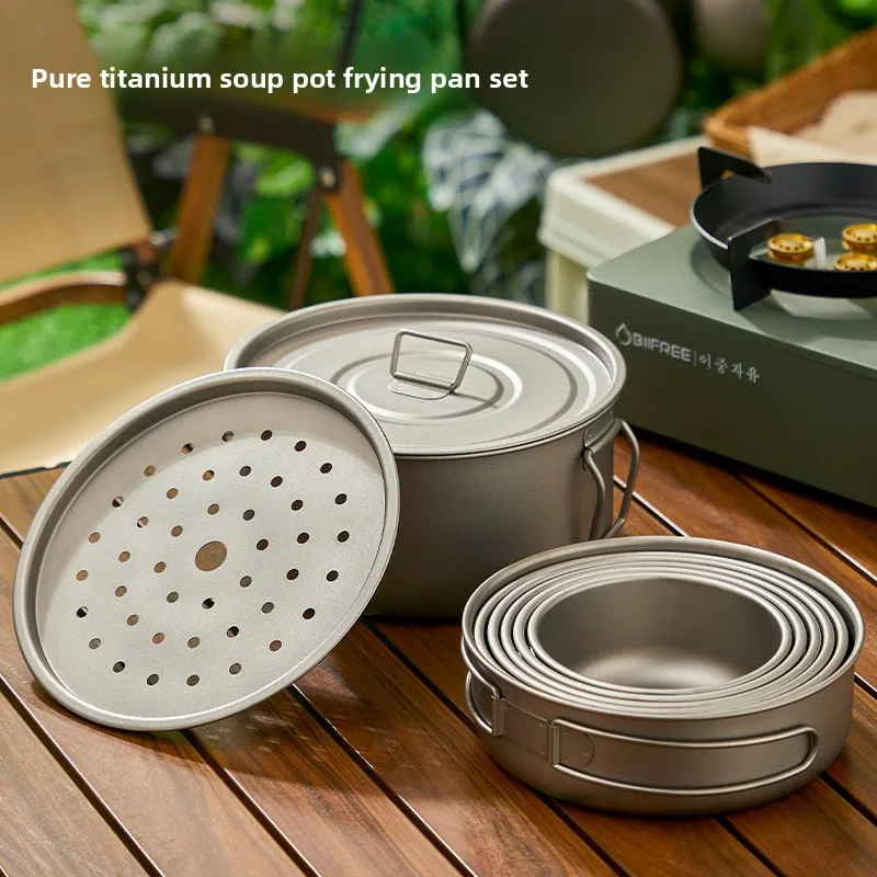 Titanium Outdoor Pot Set Picni - Camping Cooking Lightweight ulasan dan harga