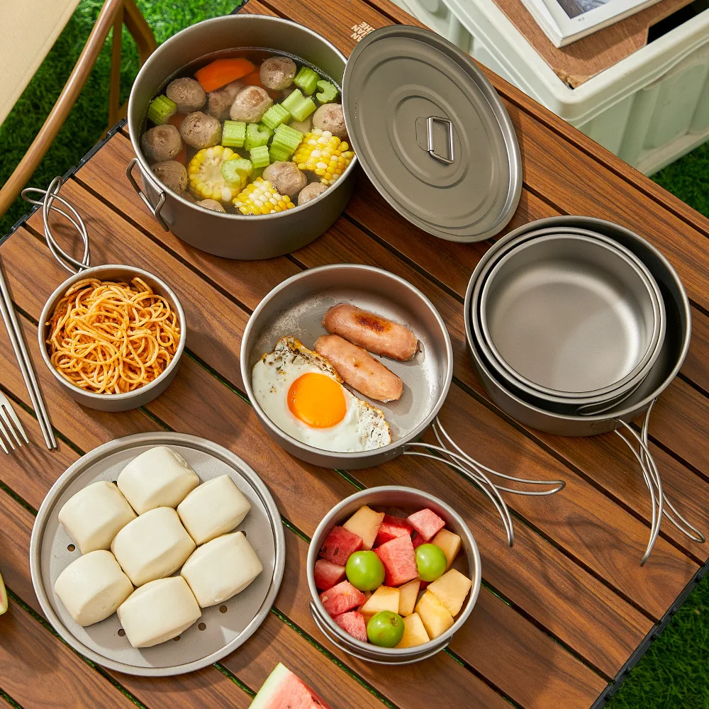 Titanium Outdoor Pot Set Picni - Camping Cooking Lightweight ulasan dan harga
