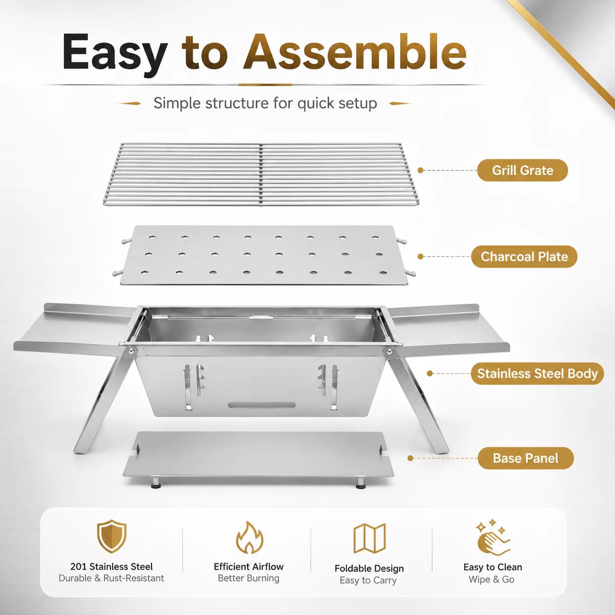 Foldable Stainless Steel Charc - Camp Grill Portable Folding ulasan dan harga